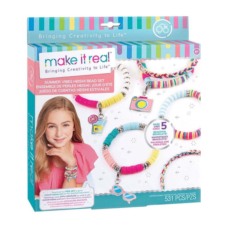 Make It Real Summer Vibes Heishi Beads DIY Craft Kit (531 Pieces) - Image 1